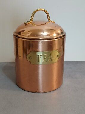 Vintage Copper "Tea" Lidded Cannister